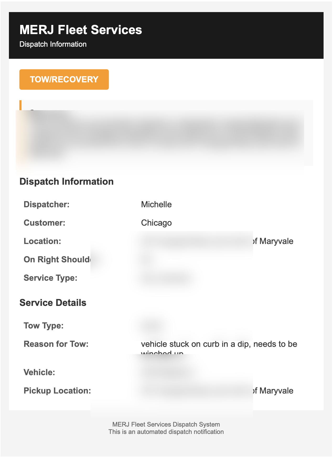 Dispatch notification example 6